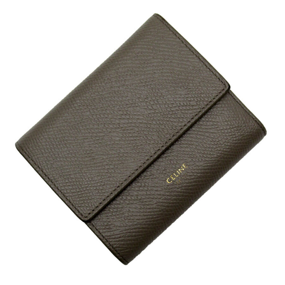 Celine tri greige wallet gold leather fold - Picture 2 of 5